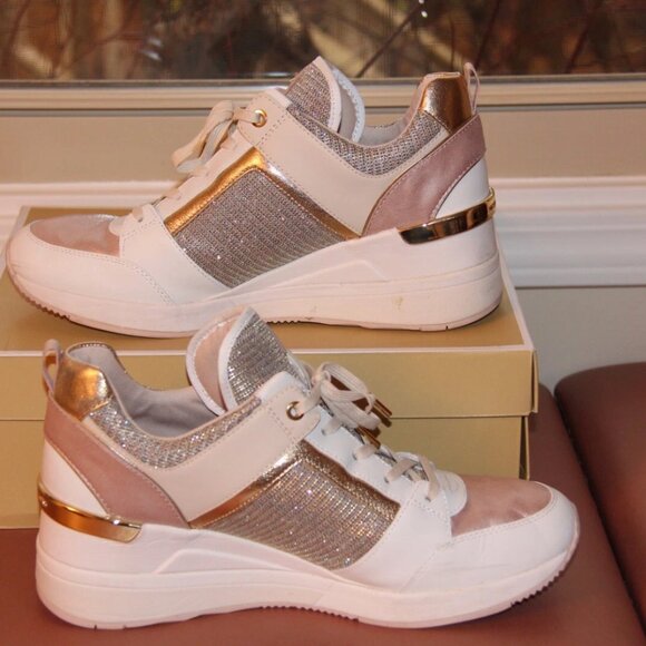 Michael Kors Georgia Trainer Soft Pink Multi Platform Wedge; Size 11 - Picture 7 of 10